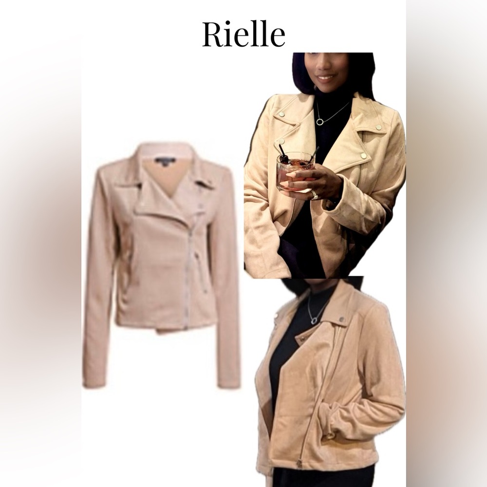 RIELLE | Suede Moto Jacket | Blush | M